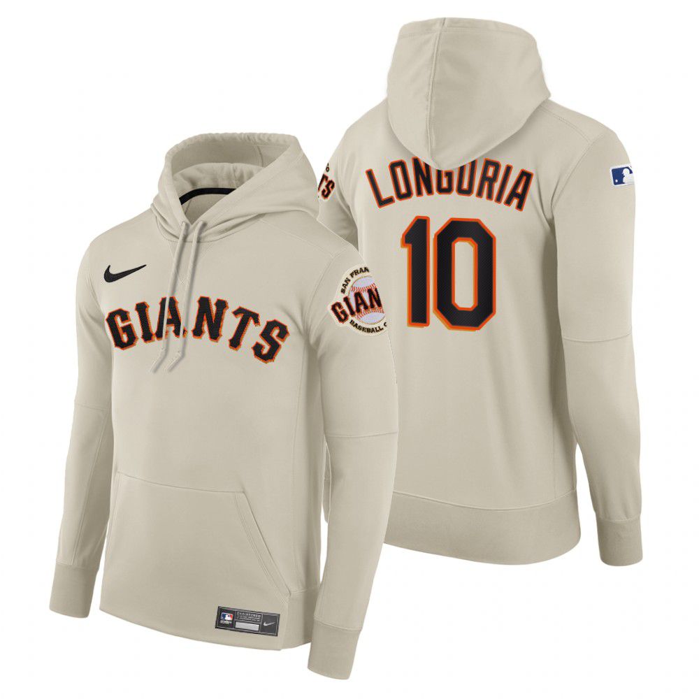 Men San Francisco Giants #10 Longoria cream home hoodie 2021 MLB Nike Jerseys